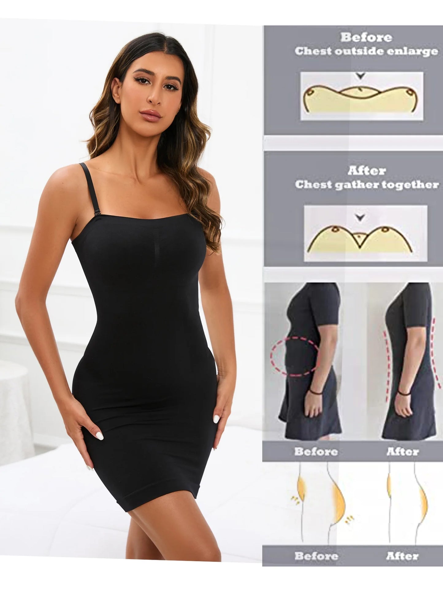 Women'S Ultra Firm Control Shapewear plus Size Slip Shapewear Seamless Full Slips Long Dress Body Shaper Black/Nude